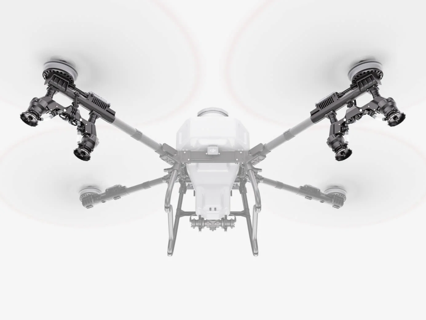 DJI AGRAS T55 — Rear four-sprinkler layout